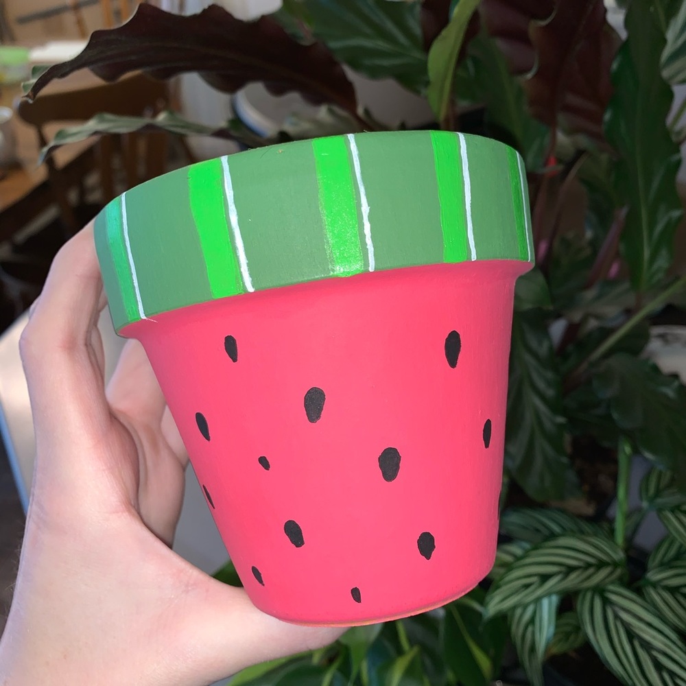 🎉HP!! 🍉NEW! Watermelon Hand Painted Flower Pot - Picture 2 of 15